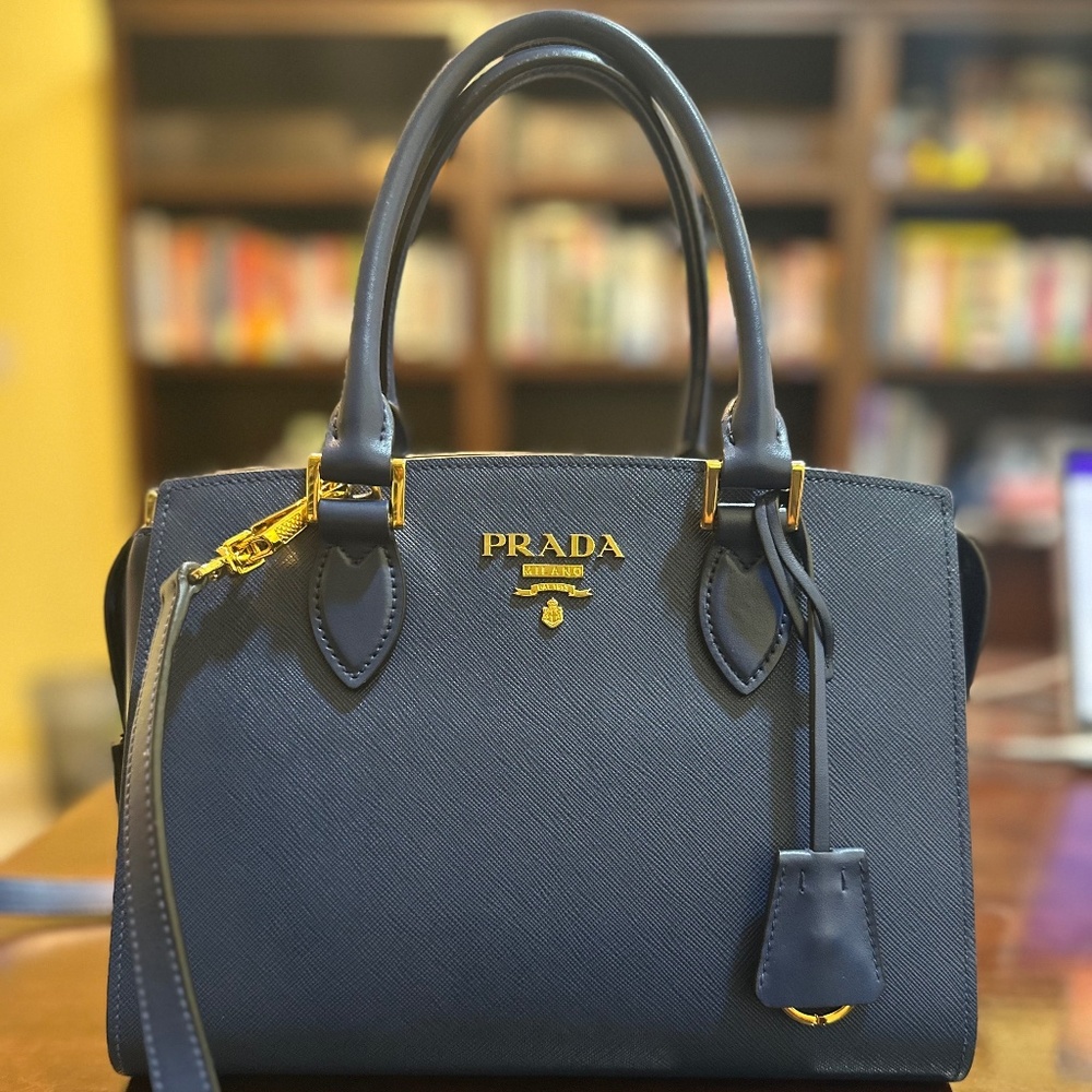 Prada bag, soft-c saffiano leather, Size Mini, and Color, Blue